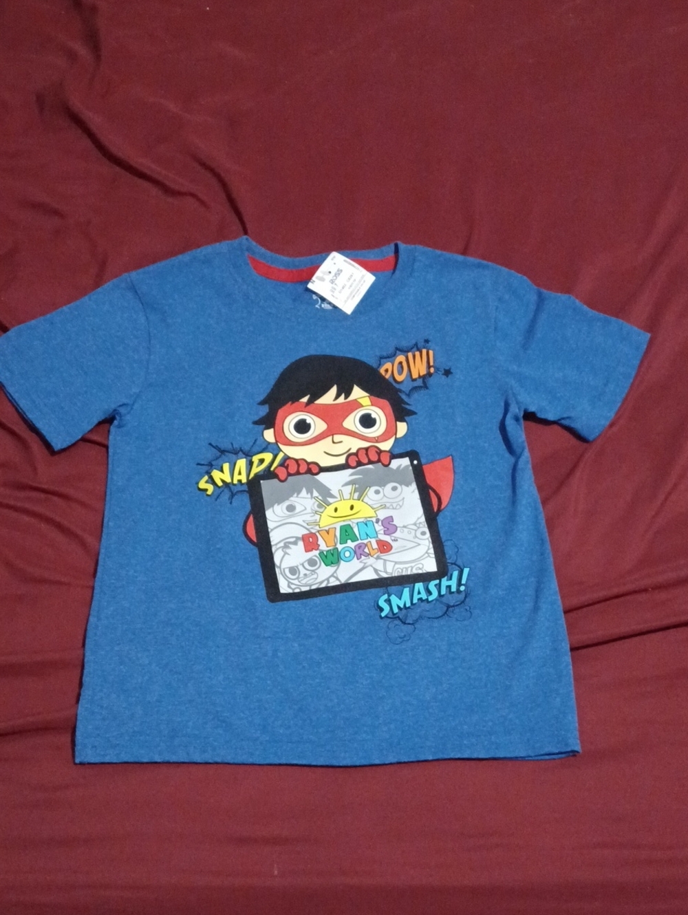 Ryan's World Blue Graphic Kids Tee Shirt Size 7